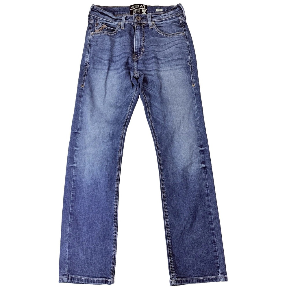 Ariat M8 Men's Jeans 29x30 Modern Slim Leg Distressed Blue Denim Western